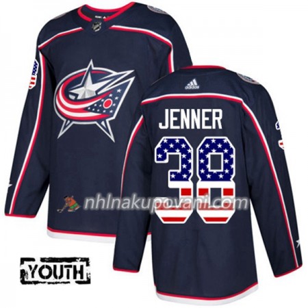 Blue Jackets Dresy Boone Jenner 38 2017-2018 USA Flag Fashion Modrá Adidas Authentic - Dětské
